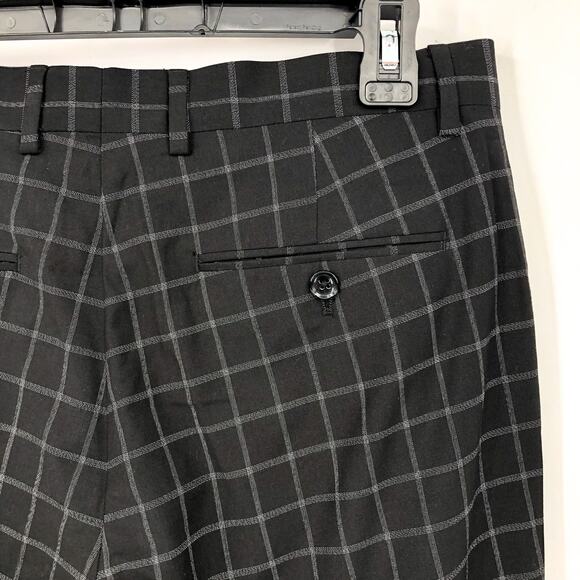 SOUL OF LONDON Men's Slim Fit Dress Pants 31R Black Windowpane Stretch NWOT - Picture 6 of 8